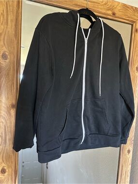 Over Sized Black Zip-Up Hoodie Sweatshirt - Unbranded
